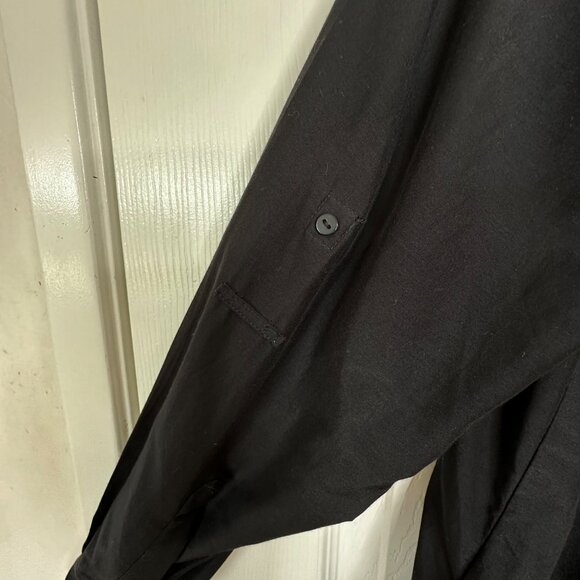 Zara Floral Embroidered Button Down Black Cotton Silk Blend Size XS Oversized - Picture 8 of 11